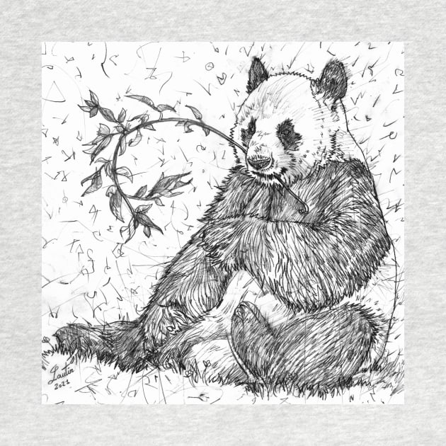 PANDA eating - pencil portrait by lautir